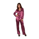 miorre Uzun Kol Bayan Pijama Takım Saten,Eflatun S/M