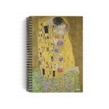 miosho Gustav Klimt / The Kiss, 1907-08 | Spiralli Defter 28 | A5 | Çizgili | 100 Sayfa | Okul