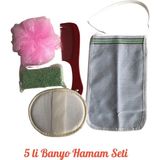 Miosse Home 5 Parça Banyo Hamam Seti Kese Ponza Taşı Tarak Sünger - Çok Renkli