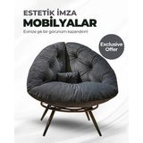 Miouus Berjer | California Esintili Tekli Koltuk | Kitap Okuma & Rahat Dinlenme Koltuğu - Füme