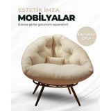 Miouus Berjer | California Esintili Tekli Koltuk | Kitap Okuma & Rahat Dinlenme Koltuğu - Krem