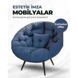 Miouus Berjer | California Esintili Tekli Koltuk | Kitap Okuma & Rahat Dinlenme Koltuğu - Lacivert
