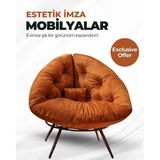 Miouus Berjer | California Esintili Tekli Koltuk | Kitap Okuma & Rahat Dinlenme Koltuğu - Turuncu
