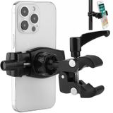 Mippko Mikrofon Standı/Golf Sepeti/Araba/Korkuluk/Gidon/Çubuk için Telefon Tutacağı, 3.5~7.5 inç iPhone/Samsung Galaxy/Nexus/HTC/LG/Akıllı Telefon için Uygun, 360 ° Ayarlanabilir Klips Aluminumlloy