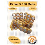 MİR BANT Akrilik Koli Bandı 45mm X 100m Bal Rengi (72 Adet) - Kopmayan Güçlü Koli Bandı