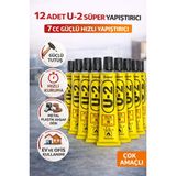 Mir Kitap 12 Adet U-2 Süper Yapıştırıcı 7 cc Güçlü Hızlı Yapıştırıcı Çok Amaçlı Metal Plastik Ahşap Deri Yapıştırıcı