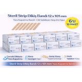 Mir Kitap Steril Strip Dikiş Bandı 12 x 101 mm Yara Kapatma Bandı Cilt Sabitleyici Strip 6’lı 10 Paket