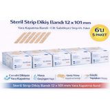 Mir Kitap Steril Strip Dikiş Bandı 12 x 101 mm Yara Kapatma Bandı Cilt Sabitleyici Strip 6’lı 5 Paket