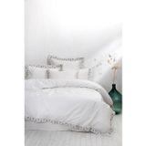 Mira Battal Boy Nevresim Takımı %100 Organik Pamuk Saten Nakışlı Krem 240x220 Cm