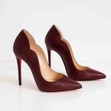 Mira Bordo Desenli Sivri Burun Stiletto Topuklu Kadın Ayakkabı - 00Bordo