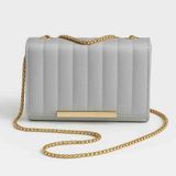 Mira Gold Zincir Detaylı Gri Mini Çanta – Kapitone Omuz & Crossbody - 00 Gri