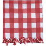 Mira Home 150X150 cm Kareli Yer Sofra Bezi Piknik Masa Örtüsü Saçaklı - 150 x 150 cm - Kırmızı