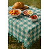 Mira Home 150X150 cm Kareli Yer Sofra Bezi Piknik Masa Örtüsü Saçaklı - 150 x 150 cm - Yeşil