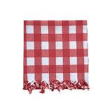 Mira Home 150x150 Cm Kareli Yer Sofra Bezi Piknik Masa Örtüsü Saçaklı Kırmızı