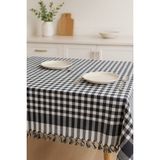 Mira Home 170 x 170 Pötikare Yer Sofra Bezi Piknik Masa Örtüsü Saçaklı - 170 x 170 cm - Siyah