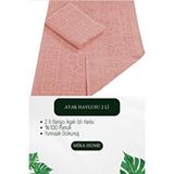 Mira Home 2 Li Ayak İzli Banyo Ayak Havlusu %100 Pamuklu Renkli 50x70 Cm Menom Somon Çok Renkli