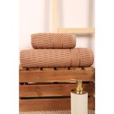 Mira Home 2 Parça Banyo Havlu Takımı %100 Pamuklu Çubuk Desen Kahverengi - Standart - Çok Renkli