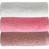 Mira Home 3 Lü Düz Renk El Yüz Havlu Seti %100 Pamuklu 50X90 cm Gül-Pembe-Beyaz - Çok Renkli - 1 Adet Banyo Havlusu, 1 Adet El Havlusu, 1 Adet Yüz Havlusu