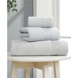Mira Home 3'lü Banyo Havlusu Seti Pamuklu Ritim Açık Gri - 70 x 140 cm - 50 x 90 cm