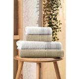 Mira Home 4 Parça Büyük Boy Banyo Havlu Takımı %100 Pamuklu Marena Bej Krem - Standart - Çok Renkli