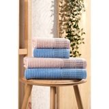 Mira Home 4 Parça Büyük Boy Banyo Havlu Takımı#37;100 Pamuklu Marena Mavi Pudra - Standart - Çok Renkli