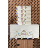 Mira Home Çeyizlik 6'lı Renkli Ponponlu Çiçek Nakışlı El Yüz Havlusu Seti 50x90 Cm Çok Renkli