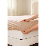 Mira Home Çift Kişilik Düz Penye %100 Pamuklu Lastikli Çarşaf 160X200 - Bej