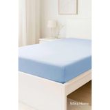 Mira Home Çift Kişilik Düz Penye %100 Pamuklu Lastikli Çarşaf 160X200 Newsheet Mavi