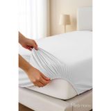 Mira Home Çift Kişilik Düz Penye %100 Pamuklu Lastikli Çarşaf 180X200 Newsheet Beyaz