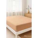 Mira Home Çift Kişilik Düz Penye %100 Pamuklu Lastikli Çarşaf 200X200 cm Battal Boy - Kahverengi