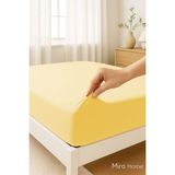 Mira Home Çift Kişilik Düz Penye %100 Pamuklu Lastikli Çarşaf 200X200 cm Battal Boy - Sarı