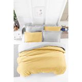 Mira Home Çift Kişilik Lastikli Çarşaflı Nevresim Takımı Pamuklu Four Season Hardal Gri - Çok Renkli - 100 x 100 cm