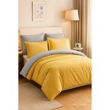 Mira Home Çift Kişilik Nevresim Takımı Pamuklu Çift Taraflı Lastikli Çarşaflı - 180 x 200 cm - Hardal