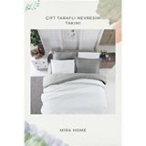 Mira Home Çift Kişilik Nevresim Takımı Pamuklu Çift Taraflı Lastikli Çarşaflı Beyaz