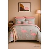 Mira Home Çift Kişilik Pamuklu Nevresim Takımı Flamingo Love Pembe