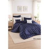 Mira Home Çift Kişilik Yıldız Desenli Nevresim Takımı Pamuklu Lacivert/beyaz - Renkli - 180 x 200 cm