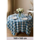 Mira Home Fiber Kareli Masa Örtüsü Sofra Bezi Ekose Desen 160X160 cm Turkuaz - 0,5 x 9 cm - Çok Renkli