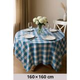 Mira Home Fiber Kareli Masa Örtüsü Sofra Bezi Ekose Desen 160x160 Cm Turkuaz