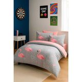Mira Home Flamingo Desenli Pamuklu Tek Kişilik Nevresim Takımı - Çok Renkli
