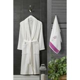 Mira Home Kadın Havlulu Banyo Bornoz Takımı %100 Pamuklu Beyaz - L - XL - Çok Renkli