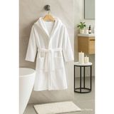 Mira Home Kapşonlu Unisex Garson Boy Çocuk Banyo Bornozu Junior - 13 - 14 Yaş - Beyaz