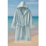 Mira Home Kapşonlu Unisex Peştemal Plaj Bornozu %100 Pamuklu Seaside Stripe