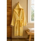 Mira Home Kapüşonlu Kadın / Erkek Peştemal Bornoz Soft %100 Pamuklu Natural - Sarı - 2XL