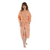 Mira Home Kapüşonlu Kadın/Erkek Peştemal Bornoz Soft%100 Pamuklu Natural Unisex (Somon, XL)