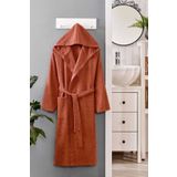 Mira Home Kapüşonlu Unisex Banyo Bornozu %100 Soft Pamuklu Kahve