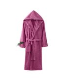 Mira Home Kapüşonlu Unisex Banyo Bornozu%100 Soft Pamuklu Mürdüm S-M