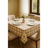 Mira Home Kareli Masa Örtüsü Sofra Bezi 160X160 cm Happytime - Bej - 160 x 160 cm