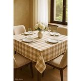 Mira Home Kareli Masa Örtüsü Sofra Bezi 160x160 Cm Happytime Bej Çok Renkli
