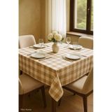 Mira Home Kareli Masa Örtüsü Sofra Bezi 160x160 Cm Happytime Bej