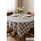 Mira Home Kareli Masa Örtüsü Sofra Bezi 160X160 cm Happytime - Gri - 160 x 160 cm